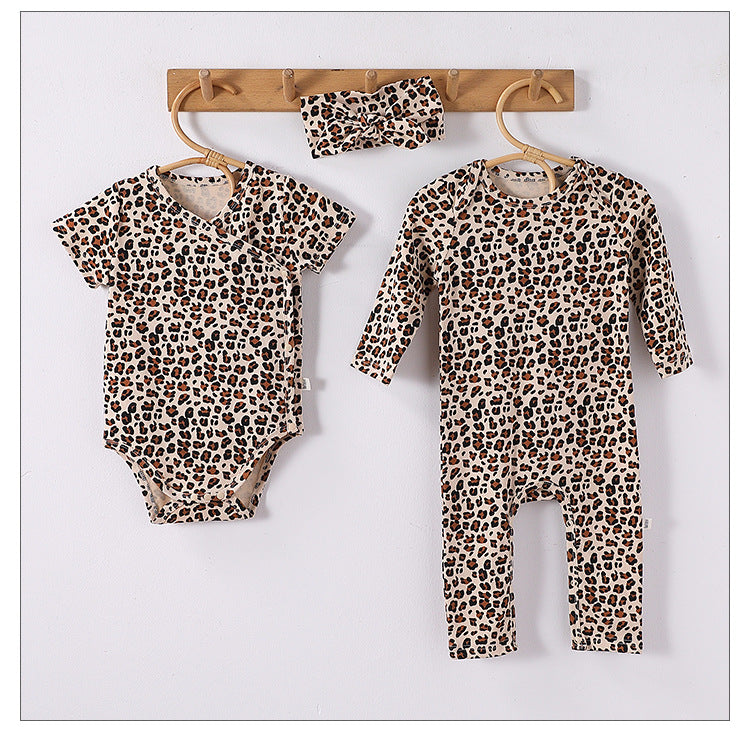 Spring New Arrival Baby Unisex Long Sleeves Leopard Pattern Rompers and Onesies-1