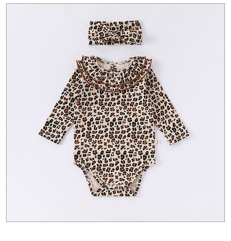 Spring New Arrival Baby Unisex Long Sleeves Leopard Pattern Rompers and Onesies-3